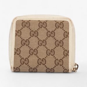 Gucci GG Bi-Fold Wallet Beige / White Canvas | AlmaBagz