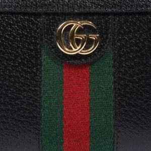 Gucci Ophidia Web Wallet Black / Red / Green Grained Leather | AlmaBagz