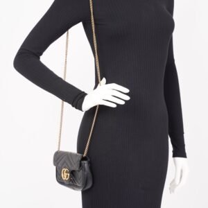 Gucci Marmont Flap Black Matelasse Leather Super Mini | AlmaBagz