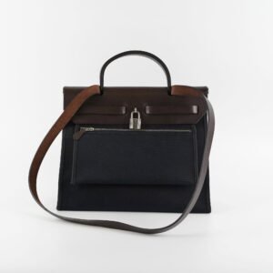 Hermes Herbag 31 Black/Ebene R Square Stamp | AlmaBagz