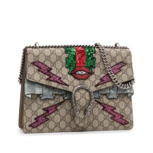 Gucci Dionysus Medium Brown Embellished GG Supreme Canvas | AlmaBagz