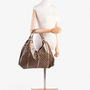 Gucci Crystal Jackie Gold GG Supreme Patent Leather | AlmaBagz