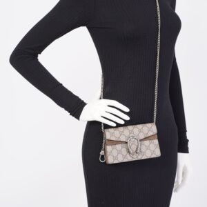 Gucci Dionysus Super Mini Chain Beige And Ebony GG Supreme Coated Canvas | AlmaBagz