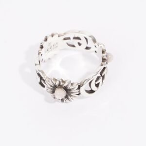 Gucci GG Marmont Mother Of Pearl Ring Silver / Pink Pearl Silver Sterling 17 | AlmaBagz