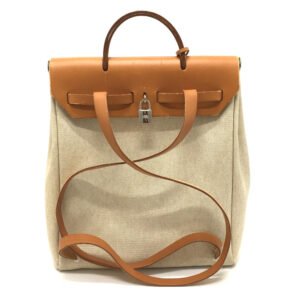 HERMES Backpack Leather/Toile GM beige With replacement bag Herbag add PM Women Used | AlmaBagz
