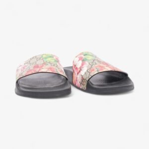 Gucci GG Blooms Slide Sandal Black / GG Supreme Floral Rubber EU 42 UK 9 | AlmaBagz