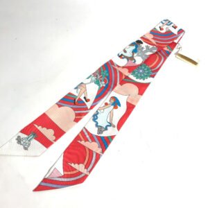 HERMES scarf silk Red Flying Carre Carres Volants Twilly Twilly Women Used | AlmaBagz