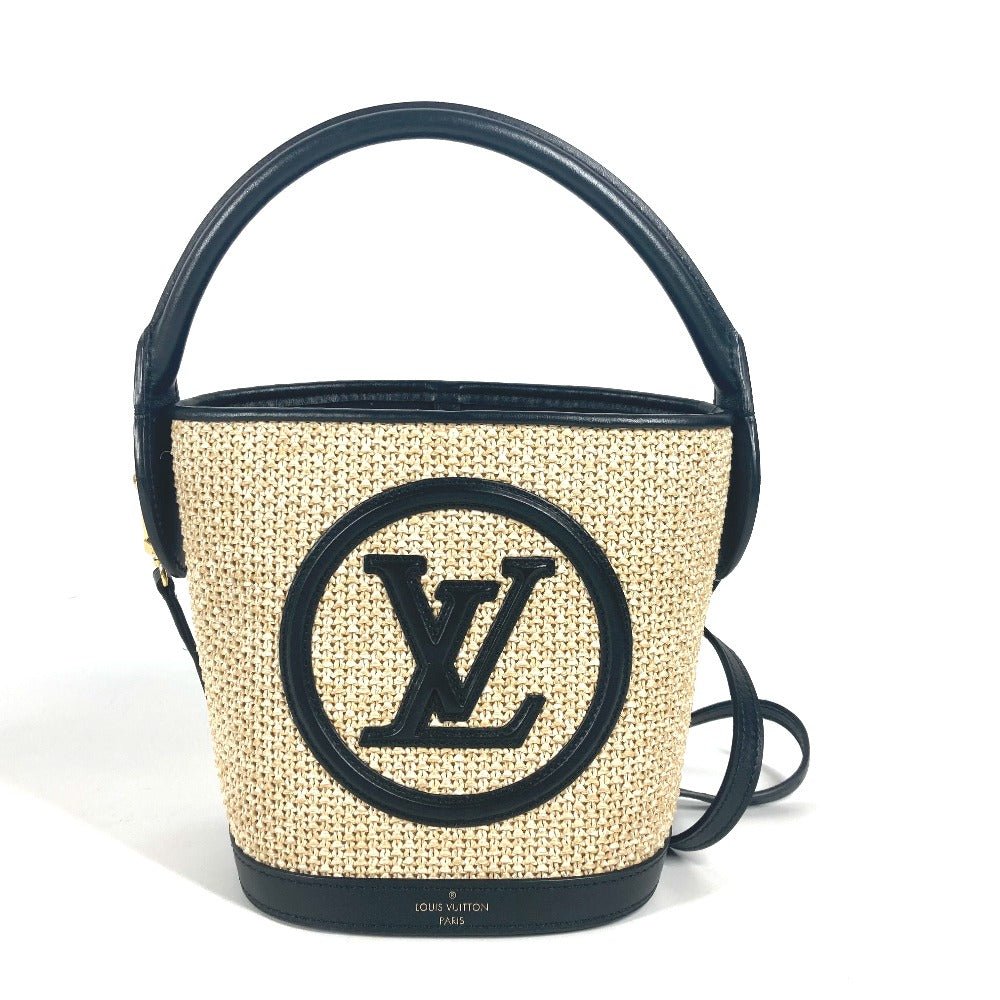 LOUIS VUITTON Shoulder Bag M59961 Raffia, Leather black LV logo Petite Bucket | AlmaBagz - Image 15