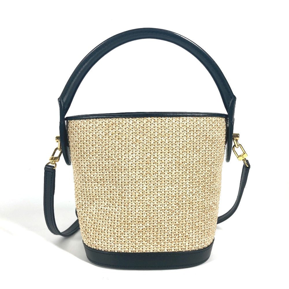 LOUIS VUITTON Shoulder Bag M59961 Raffia, Leather black LV logo Petite Bucket | AlmaBagz