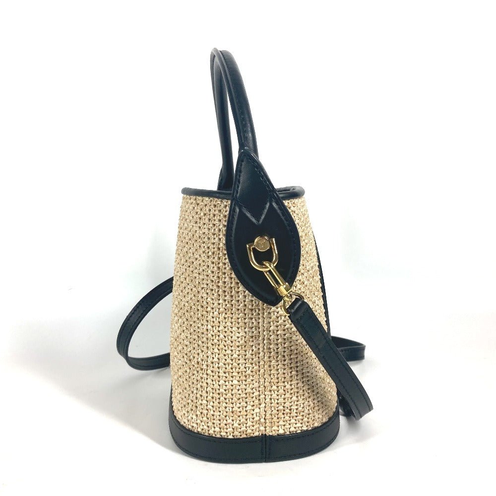 LOUIS VUITTON Shoulder Bag M59961 Raffia, Leather black LV logo Petite Bucket | AlmaBagz - Image 2