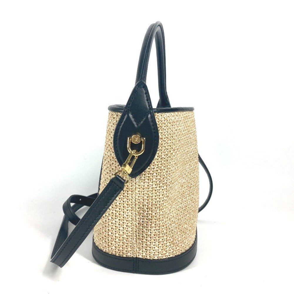 LOUIS VUITTON Shoulder Bag M59961 Raffia, Leather black LV logo Petite Bucket | AlmaBagz - Image 3