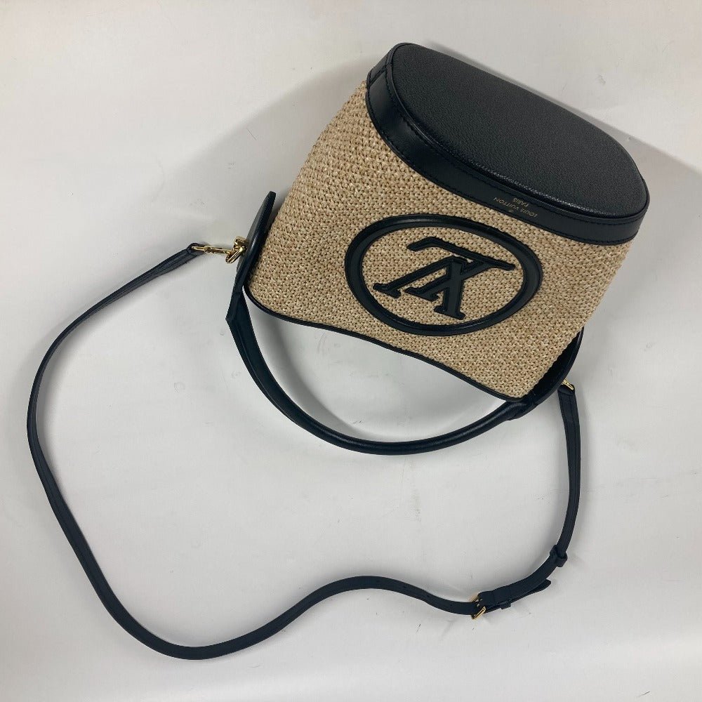 LOUIS VUITTON Shoulder Bag M59961 Raffia, Leather black LV logo Petite Bucket | AlmaBagz - Image 7