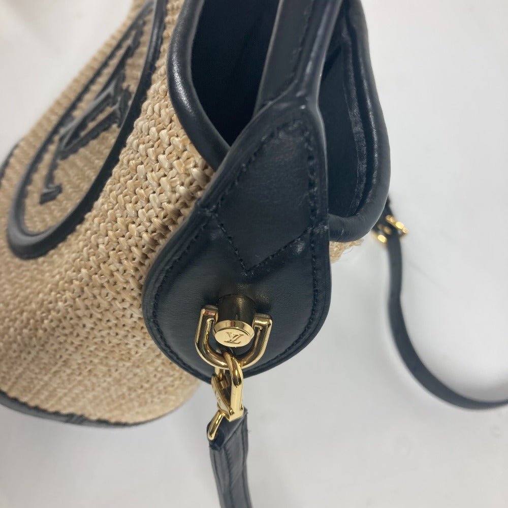 LOUIS VUITTON Shoulder Bag M59961 Raffia, Leather black LV logo Petite Bucket | AlmaBagz - Image 8