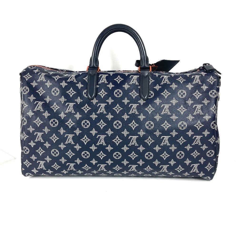 LOUIS VUITTON Boston Duffel bag M43684 Monogram canvas Navy Monogram ink upside down Keepall 50 | AlmaBagz