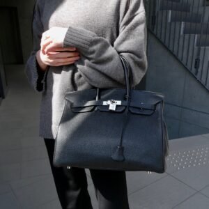 HERMES BIRKIN 35 Handbag Black Veau Crispe Togo | AlmaBagz
