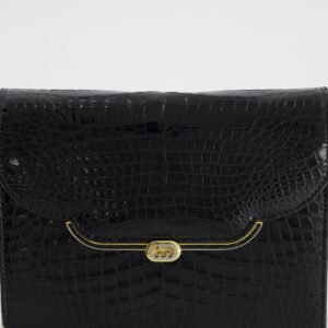 Gucci Vintage Black Crocodile Leather GG Clutch Bag | AlmaBagz