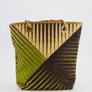 Gucci Vintage Green and Brown Printed Mini Tote Bag with Gold Hardware | AlmaBagz
