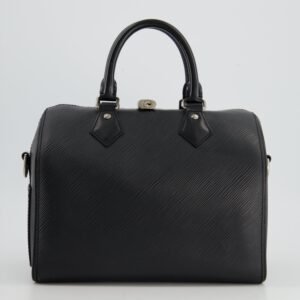 Louis Vuitton Black 25 Speedy Bag Bandoulière in Epi Leather and Silver Hardware | AlmaBagz