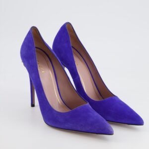 Gucci Purple Suede Pumps with Gold Logo Detail Size EU 38 | AlmaBagz