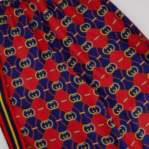 Gucci Red and Blue Silk GG & Floral Jacquard Trousers Size XXS (UK 4) | AlmaBagz