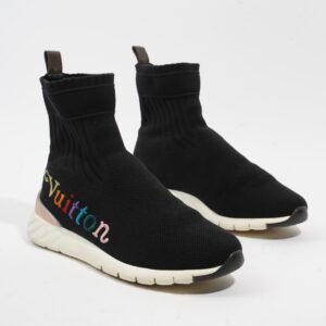 Louis Vuitton Logo Sock Runner Black / Multicolour Cotton EU 38.5 UK 5.5 | AlmaBagz