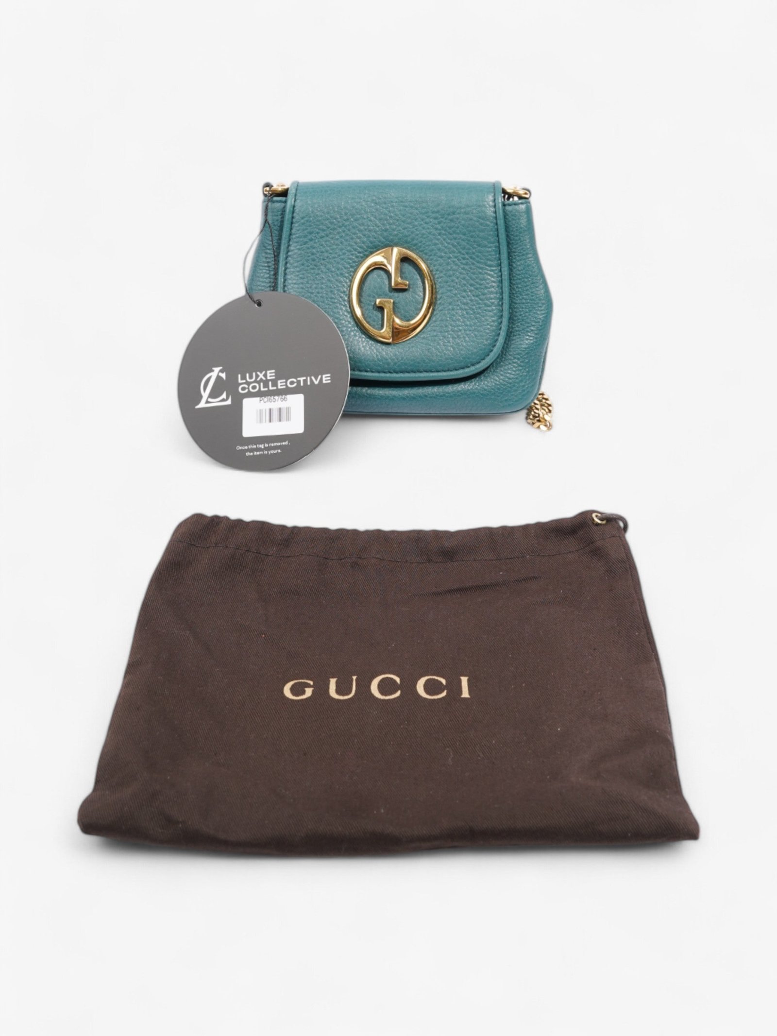 Gucci 1973 Crossbody Teal Leather | AlmaBagz - Image 9