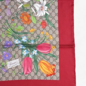 Gucci Floral Print Scarf Red Floral Multi Print Silk | AlmaBagz