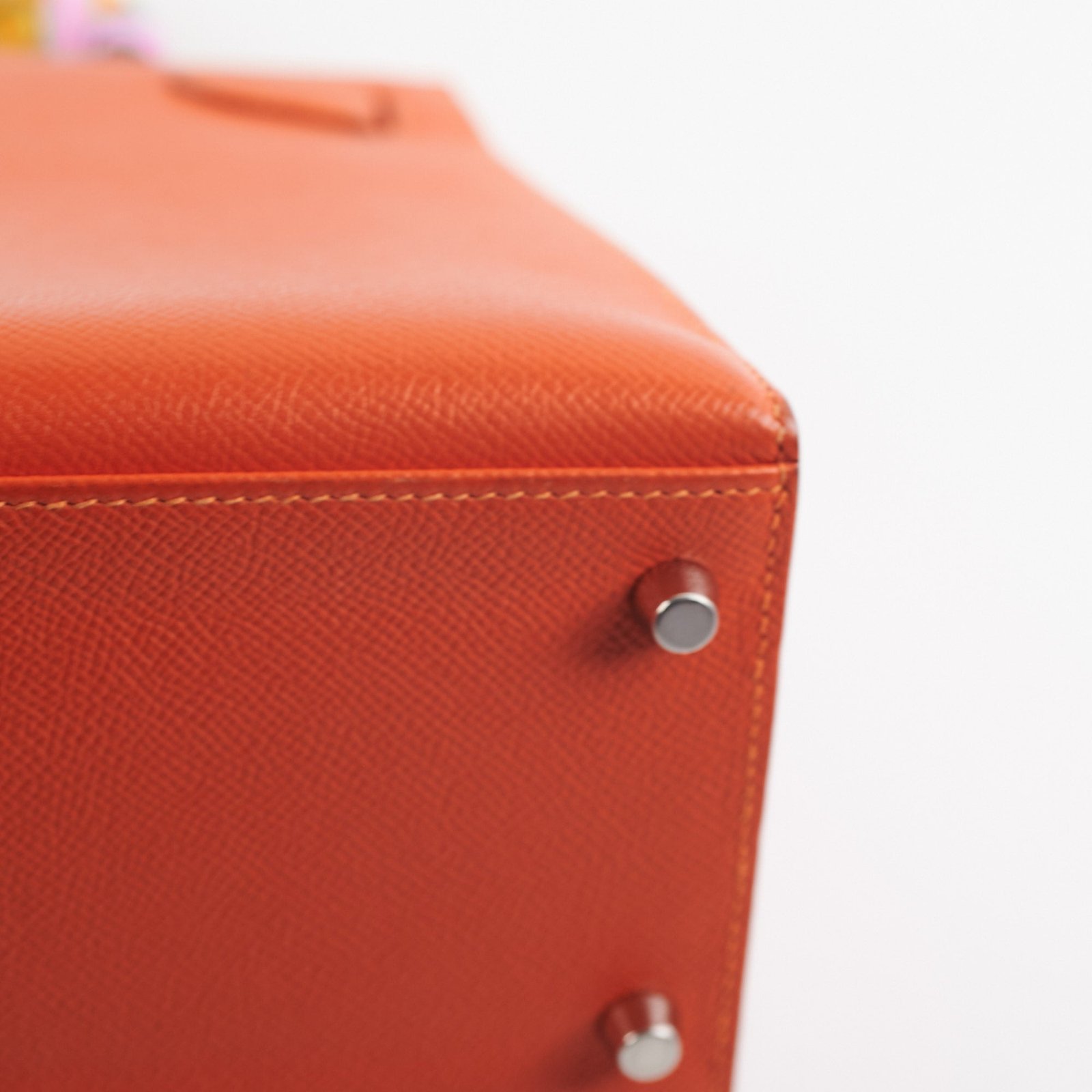 Hermes Kelly 28 Epsom Orange Stamp O square (2011) | AlmaBagz - Image 8