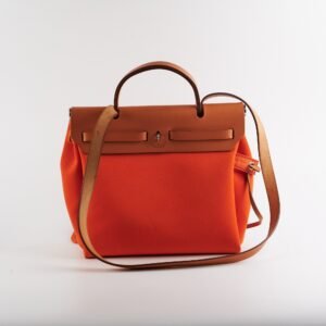 Hermes Herbag 31 Orange/Tan Stamp R Square (2014) | AlmaBagz
