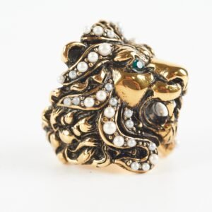 Gucci Drops Crystal-Embellished Tiger Head Ring Size 16 | AlmaBagz