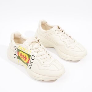 Gucci Rhyton Logo Sneaker Ivory / Green / Yellow Leather EU 43 UK 9 | AlmaBagz