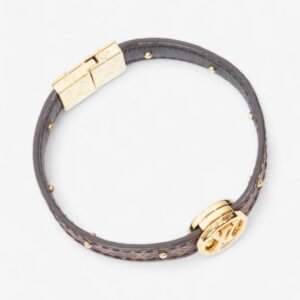 Louis Vuitton LV Circle Reversible Bracelet Monogram / Gold / Black Canvas Medium | AlmaBagz