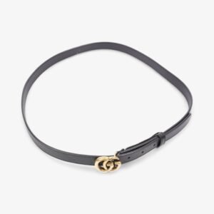 Gucci GG Marmont Thin Belt Black / Gold Leather 95cm / 38" | AlmaBagz