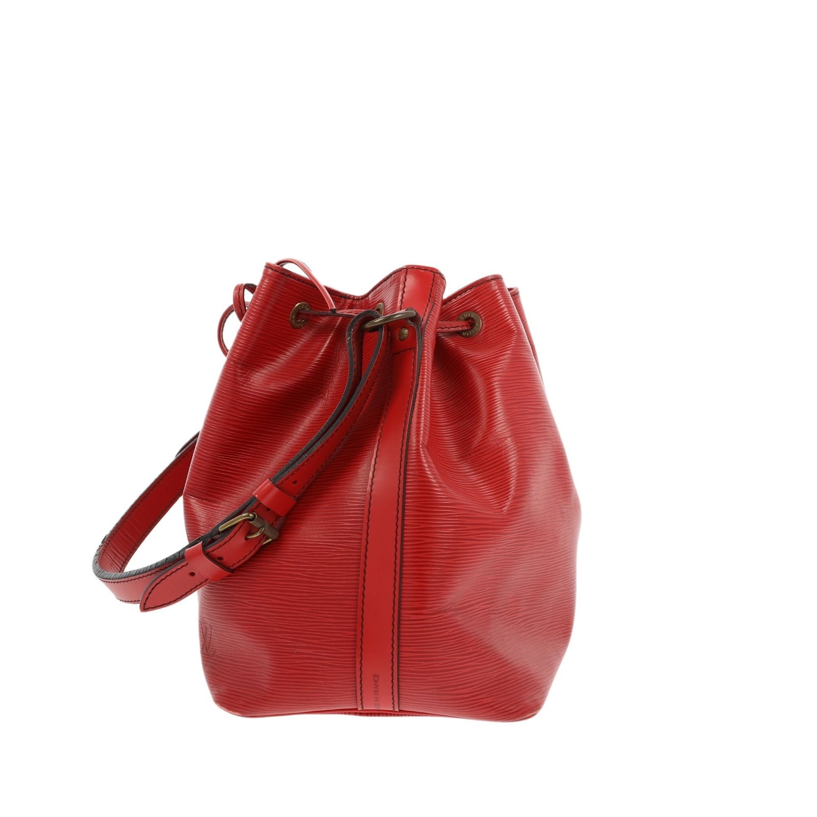 LOUIS VUITTON Noe Shoulder Bag in Red Leather | AlmaBagz