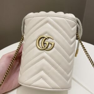 Gucci Marmont Mini Bucket Bag Ivory | AlmaBagz