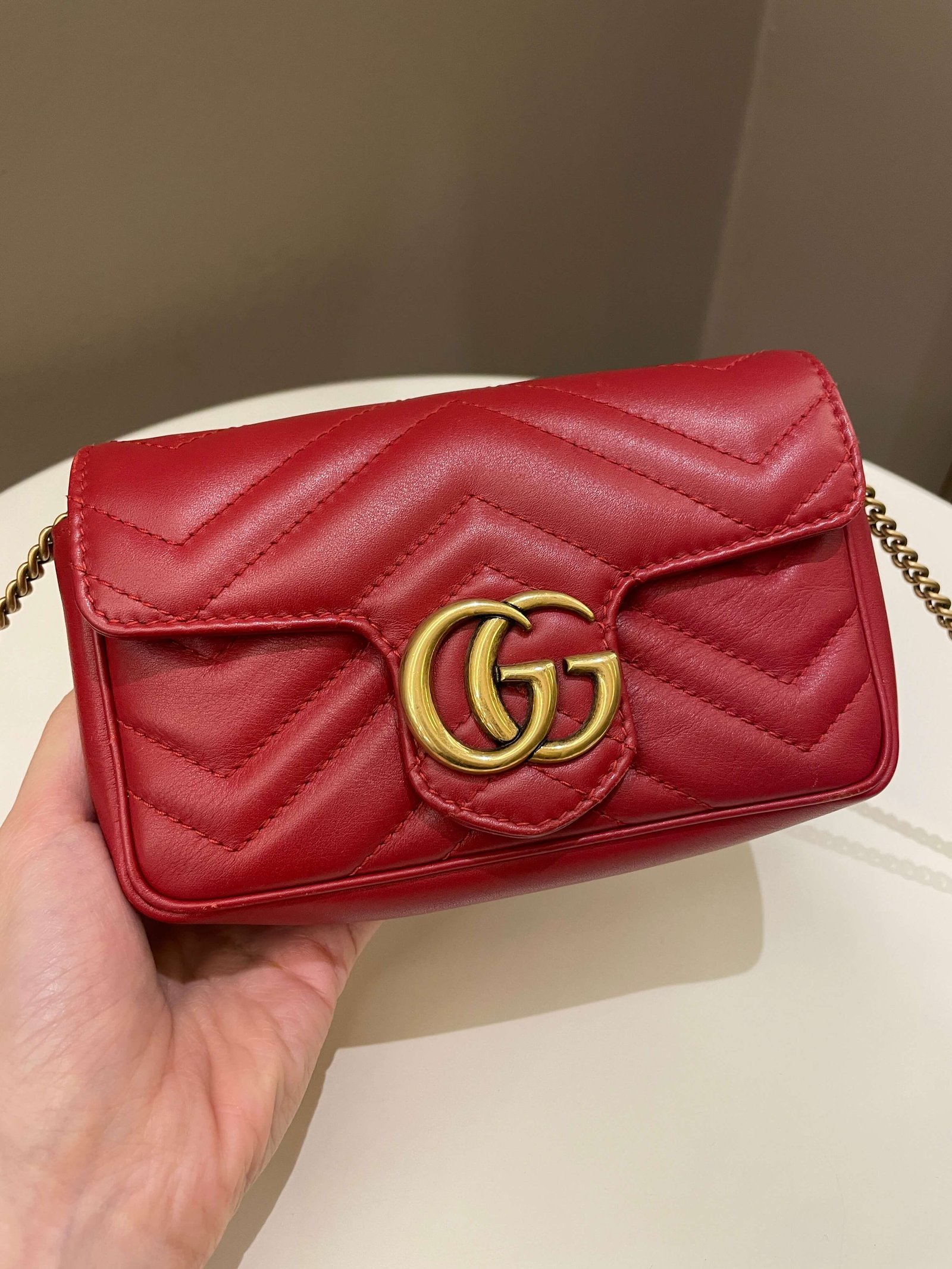 Gucci Marmont Extra Mini Red Lambskin | AlmaBagz