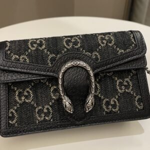 Gucci Dionysus GG Mini Chain Bag Black Denim | AlmaBagz