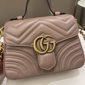 Gucci GG Marmont Mini Top Handle Bag Dark Nude | AlmaBagz
