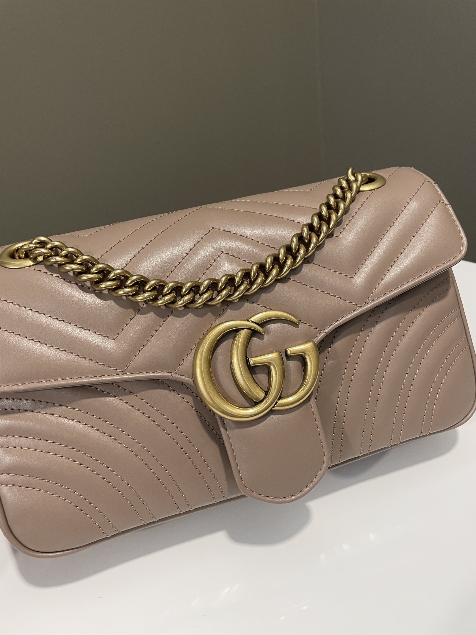 Gucci Marmont Flap Bag Beige | AlmaBagz