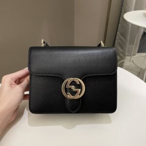 Gucci Interlocking GG Bag Black Grained Leather | AlmaBagz