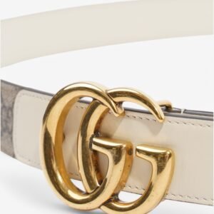 Gucci GG Blet Beige  / White Coated Canvas | AlmaBagz