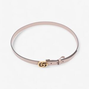 Gucci GG Marmont Thin Belt Rose Beige  / Gold Leather 100cm / 40" | AlmaBagz