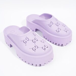 Gucci Platform Perforated G Sandal Lilac Rubber EU 38 UK 5 | AlmaBagz