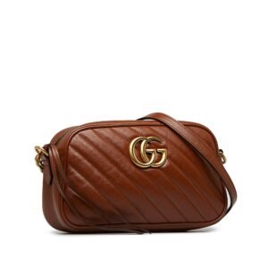 Gucci GG Marmont Small Brown Matelassé | AlmaBagz
