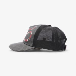 Gucci Kingsnake Print Cap Black GG Supreme / Red Snake Coated Canvas Medium | AlmaBagz