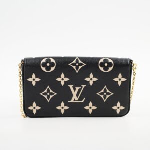 Louis Vuitton Felicie Pochette Black/Beige Empreinte Crossbody | AlmaBagz