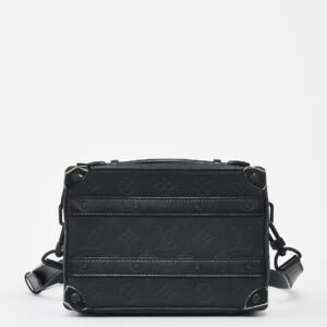 Louis Vuitton Black Monogram Embossed Taurillon Leather Soft Handle Trunk Crossbody | AlmaBagz