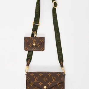 Louis Vuitton Monogram Canvas Félicie Strap & Go Crossbody with Khaki Strap | AlmaBagz