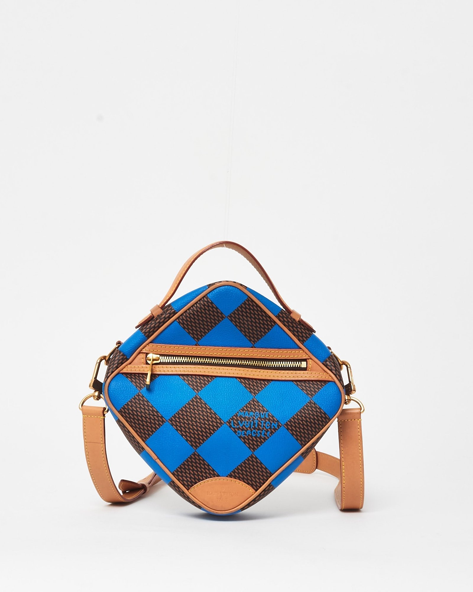 Louis Vuitton Blue & Coated Canvas Chess Messenger Crossbody Bag - Défilé Homme P/É24 | AlmaBagz