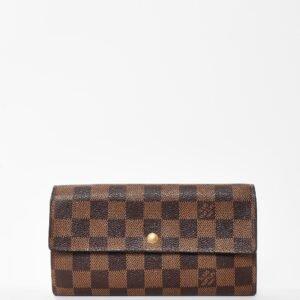 Louis Vuitton Damier Ebene Coated Canvas Flap Sarah Wallet | AlmaBagz